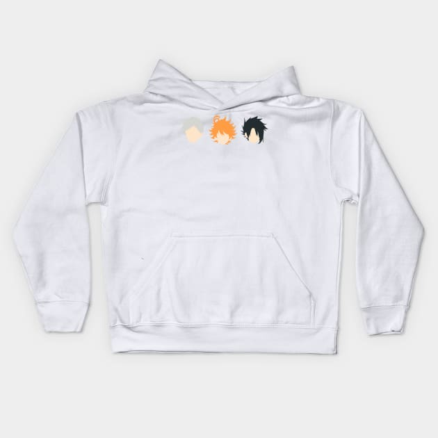 The promised neverland minimal characters Kids Hoodie by ballooonfish